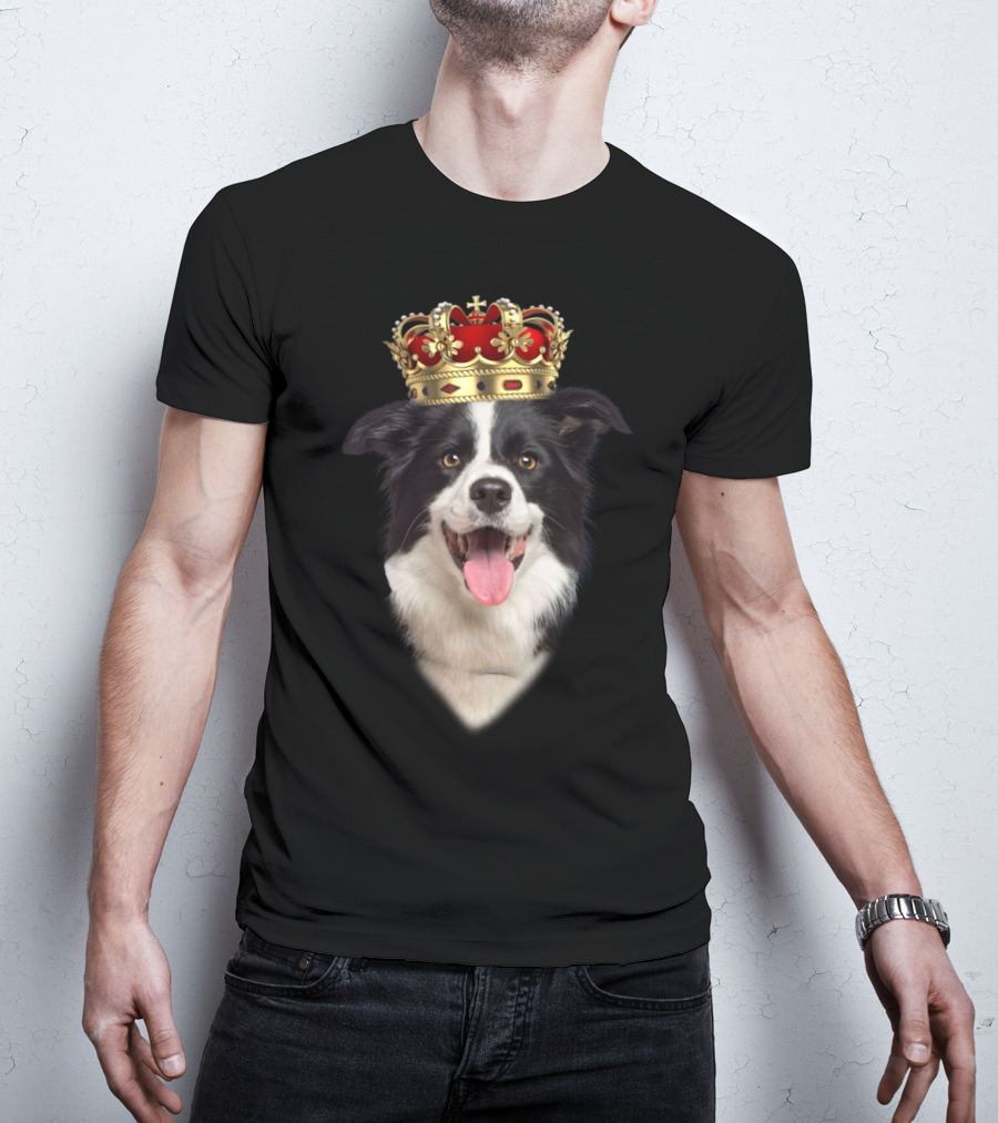 Royal Collie King Dog With Crown T-Shirt