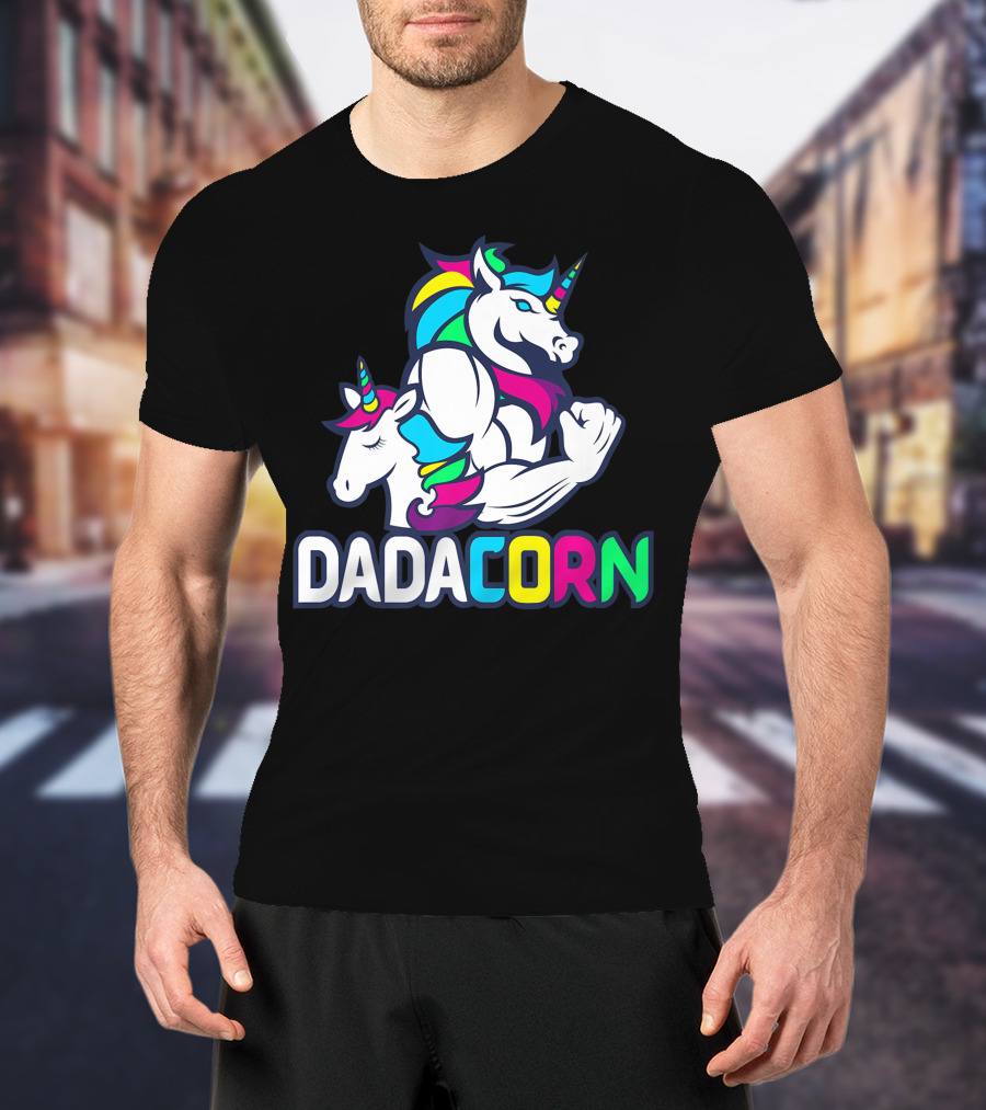 Dadacorn Unicorn Dad Muscle Rainbow Magic T-Shirt