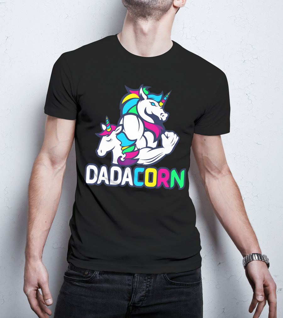 Dadacorn Unicorn Dad Muscle Rainbow Magic T-Shirt