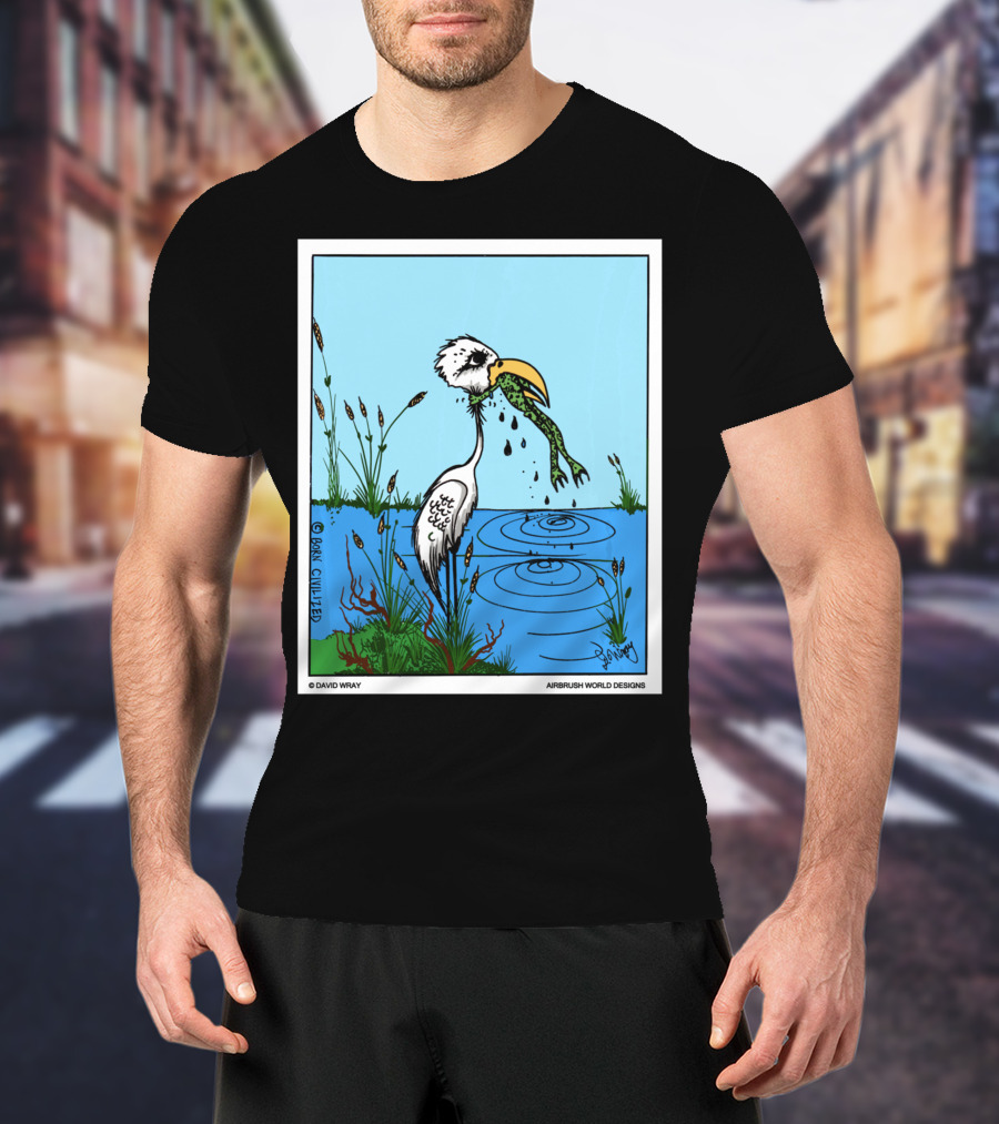Dont Give Up Frog Bird Inspirational Cartoon By Airbrush World T-Shirt