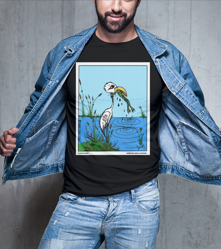 Dont Give Up Frog Bird Inspirational Cartoon By Airbrush World T-Shirt