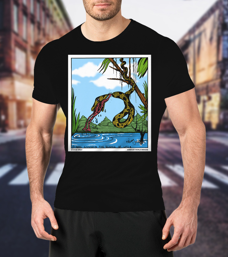 Born Civilized The Science Of Life Dont Give Up Frog Snake Reptile T-Shirt
