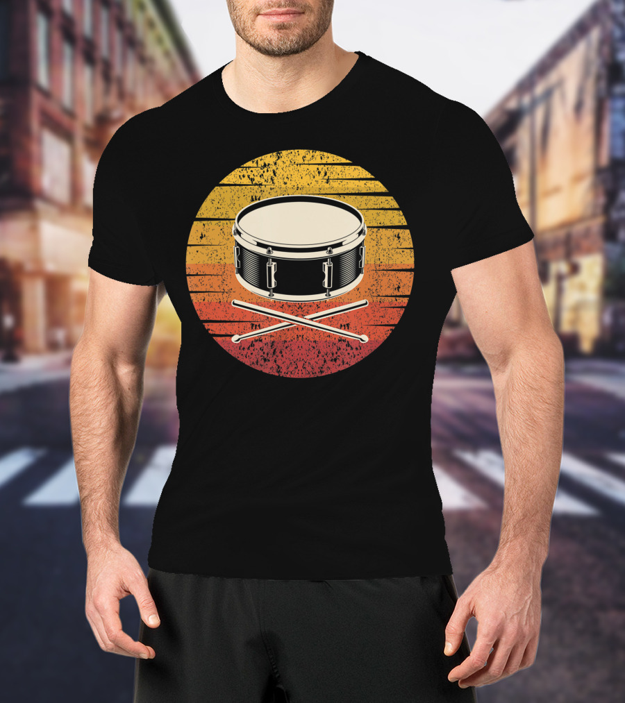 Drum Drummer Drum Band Snare Vintage Sunset T-Shirt