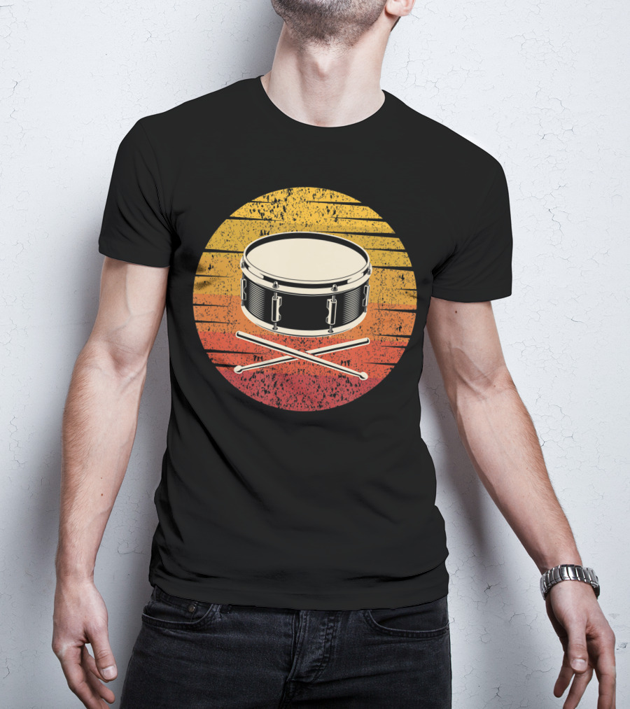 Drum Drummer Drum Band Snare Vintage Sunset T-Shirt