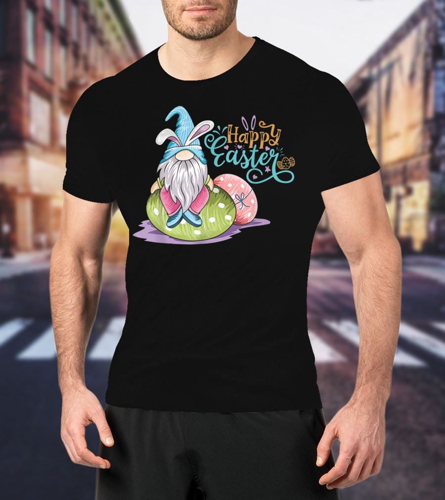 Happy Easter Gnome On Colorful Eggs T-Shirt