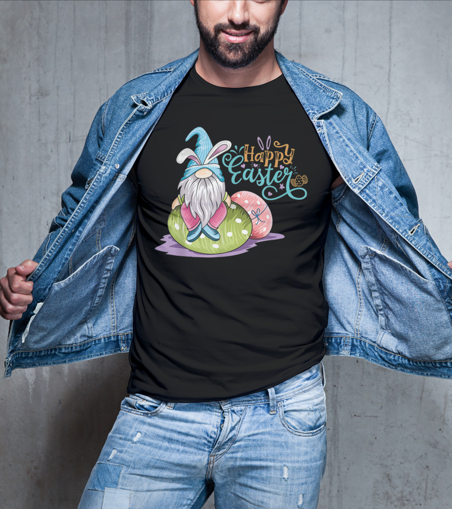 Happy Easter Gnome On Colorful Eggs T-Shirt
