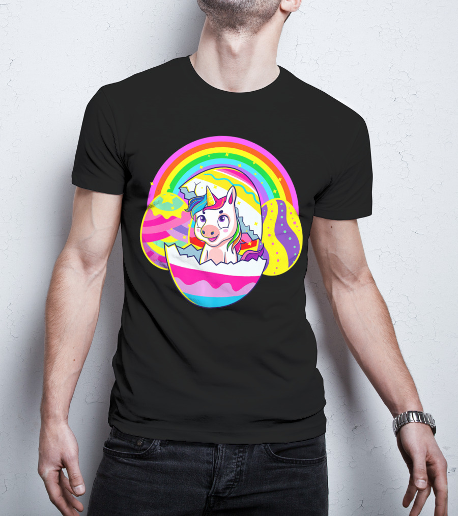 Easter Unicorn Rainbow Cute Eggs Birthday Girls T-Shirt