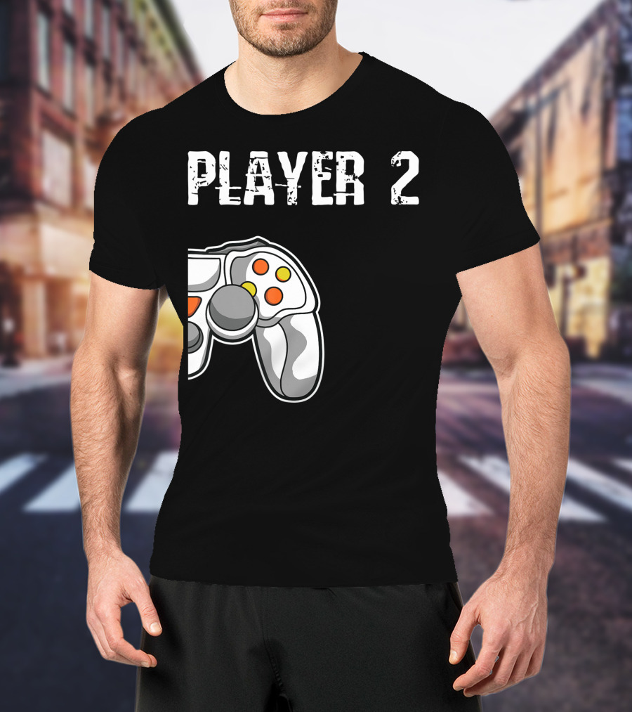 Player 2 Gamer Couple Matching Gaming Player Controller T-Shirt