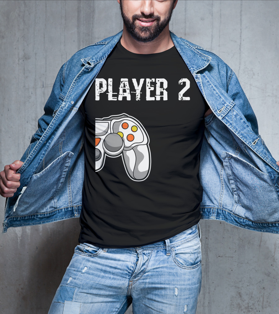 Player 2 Gamer Couple Matching Gaming Player Controller T-Shirt