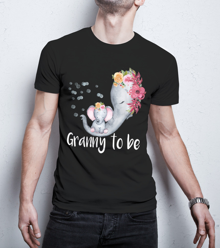 Granny To Be Elephant Baby Shower Floral For Girl T-Shirt