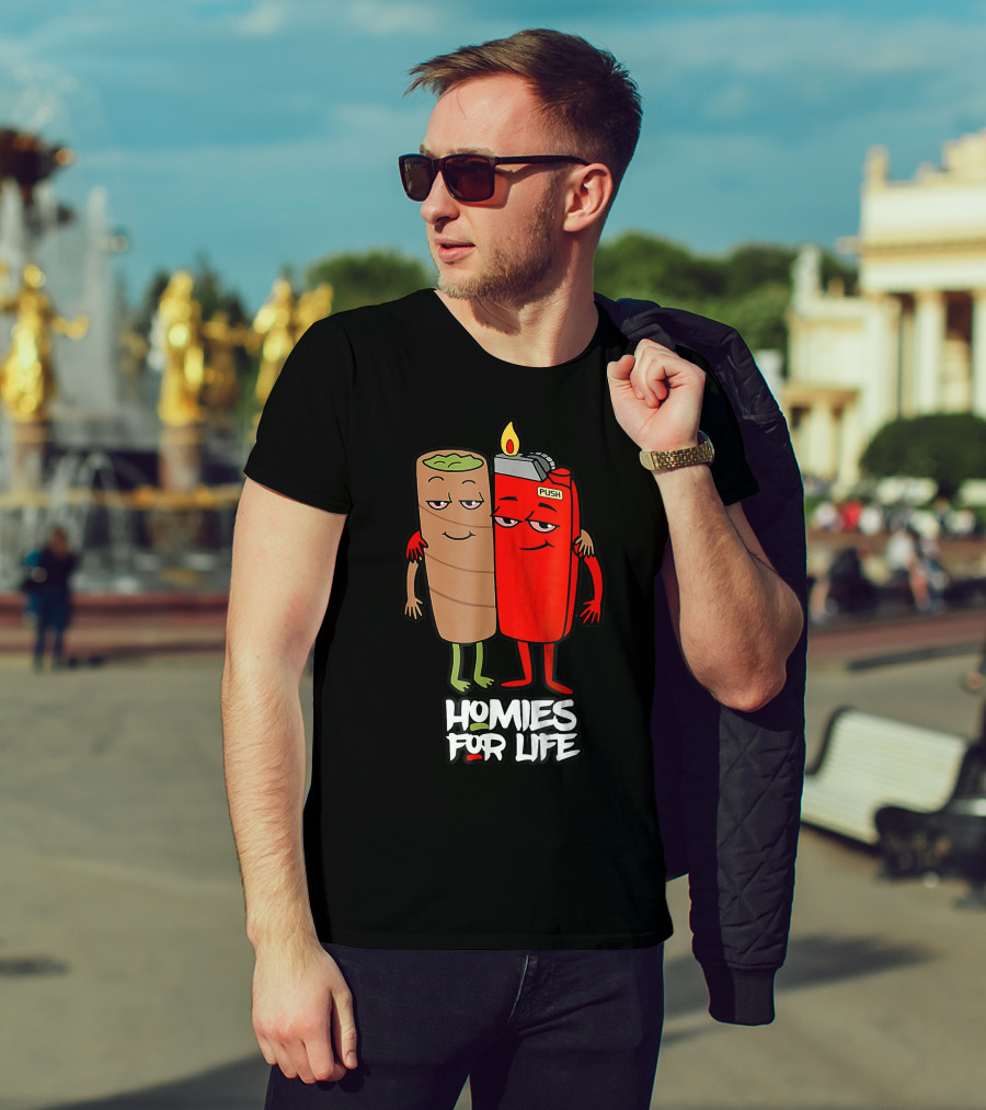 Homies For Life Weed Hugs Blunt Lighter Duo T-Shirt