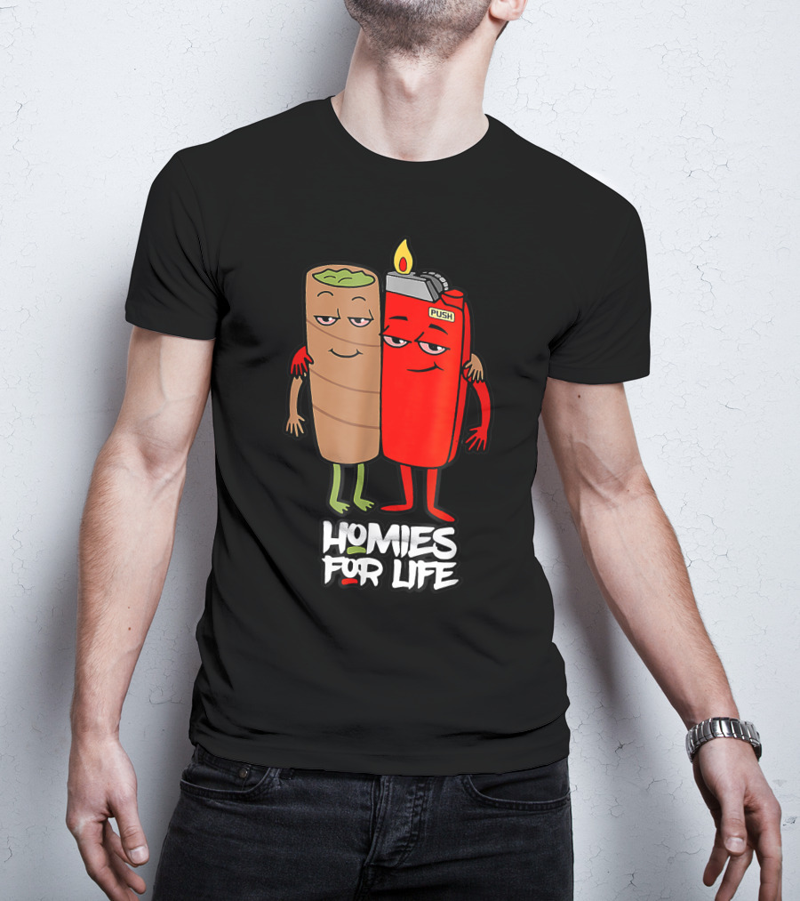 Homies For Life Weed Hugs Blunt Lighter Duo T-Shirt