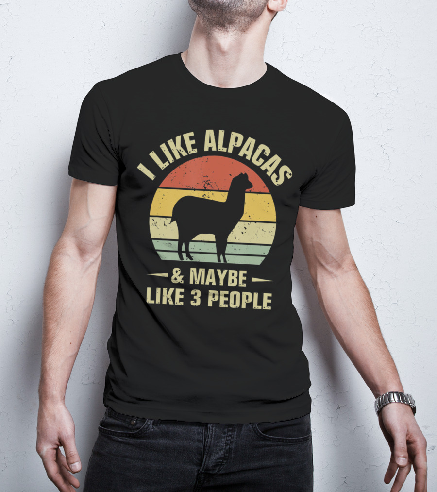 I Like Alpacas And Maybe Like 3 People Retro Alpaca Lover T-Shirt