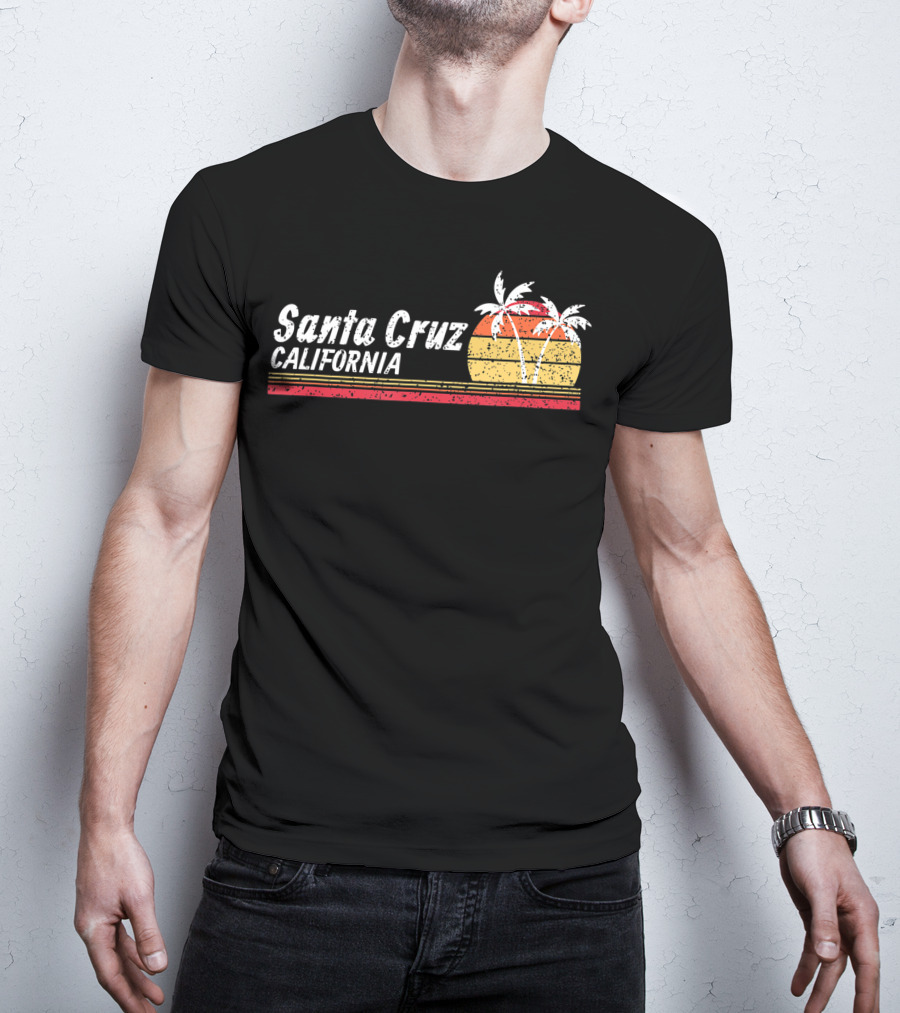 Santa Cruz California Palm Trees Vintage Sunset T-Shirt