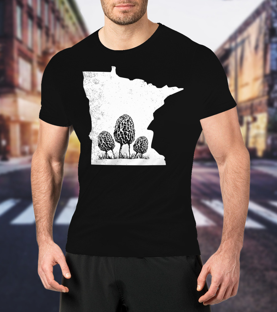 Minnesota Morel Mushroom Hunting Foraging Shrooming Hunter State Map T-Shirt