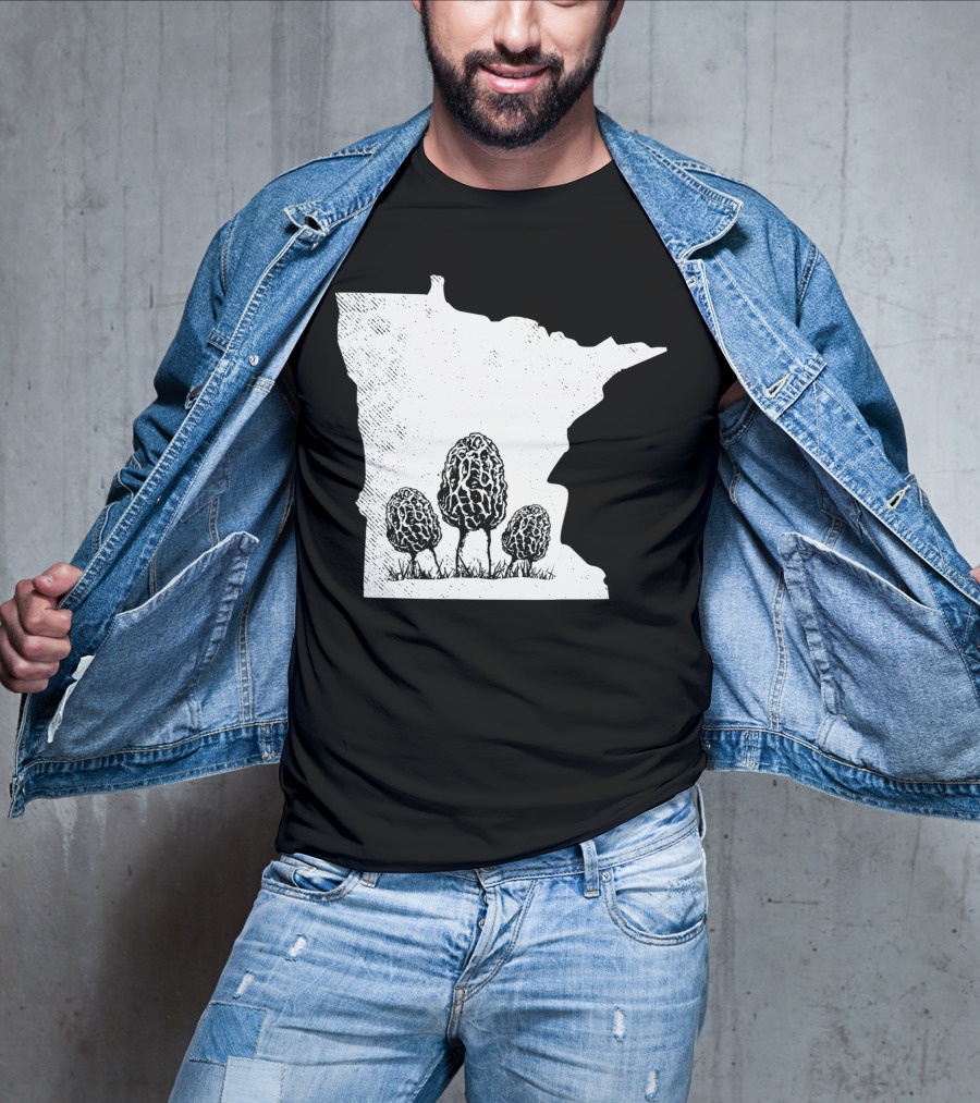 Minnesota Morel Mushroom Hunting Foraging Shrooming Hunter State Map T-Shirt