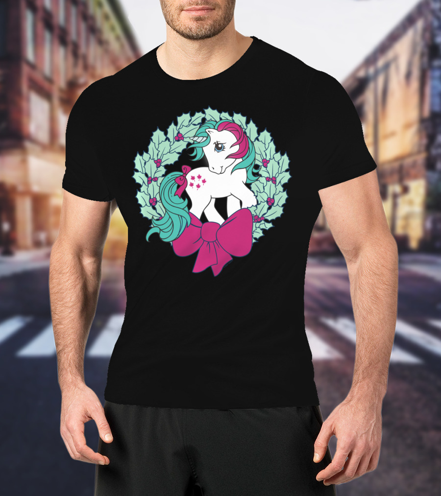My Little Pony Christmas Holly Wreath With Bow And Pink Mane T-Shirt
