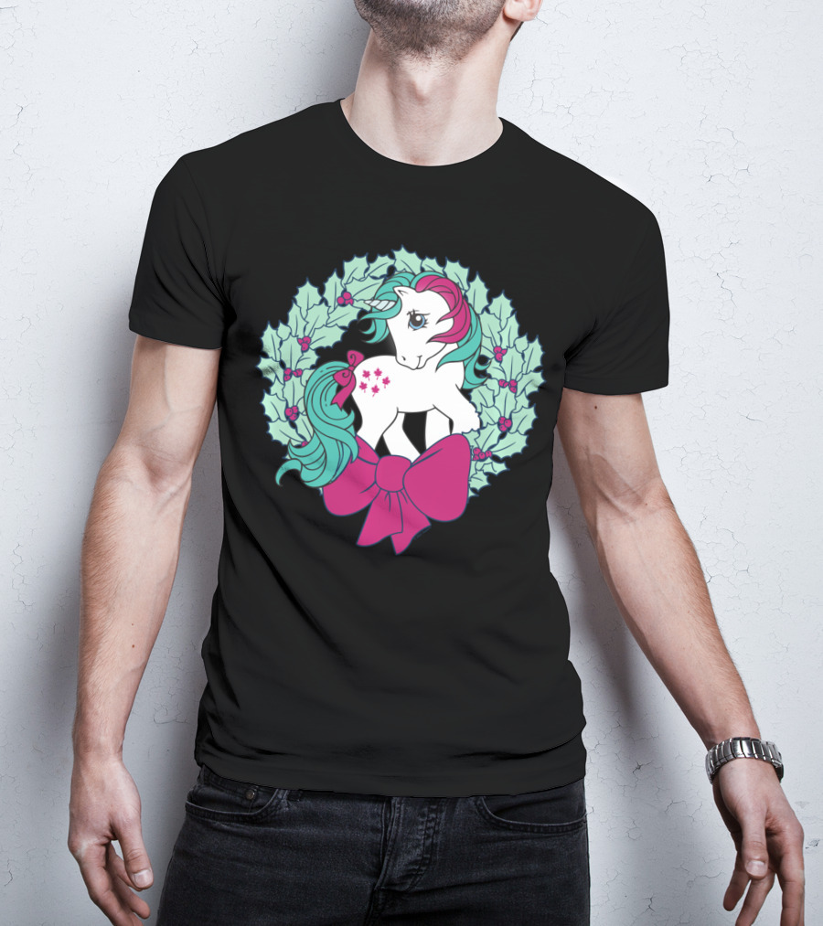 My Little Pony Christmas Holly Wreath With Bow And Pink Mane T-Shirt