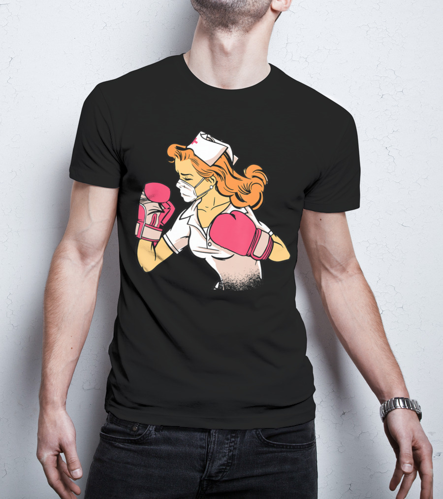 Nurse Boxer With Pink Gloves Fighting Spirit T-Shirt