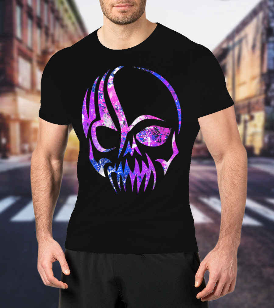 Purple Blue Skull Alien Aesthetic Video Games T-Shirt
