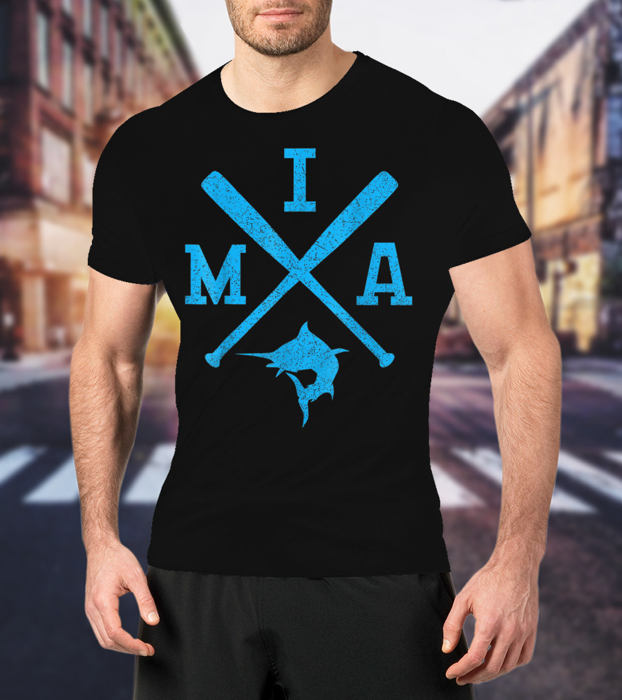 Retro Miami Baseball Bats Vintage Marlin MIA Fan T-Shirt