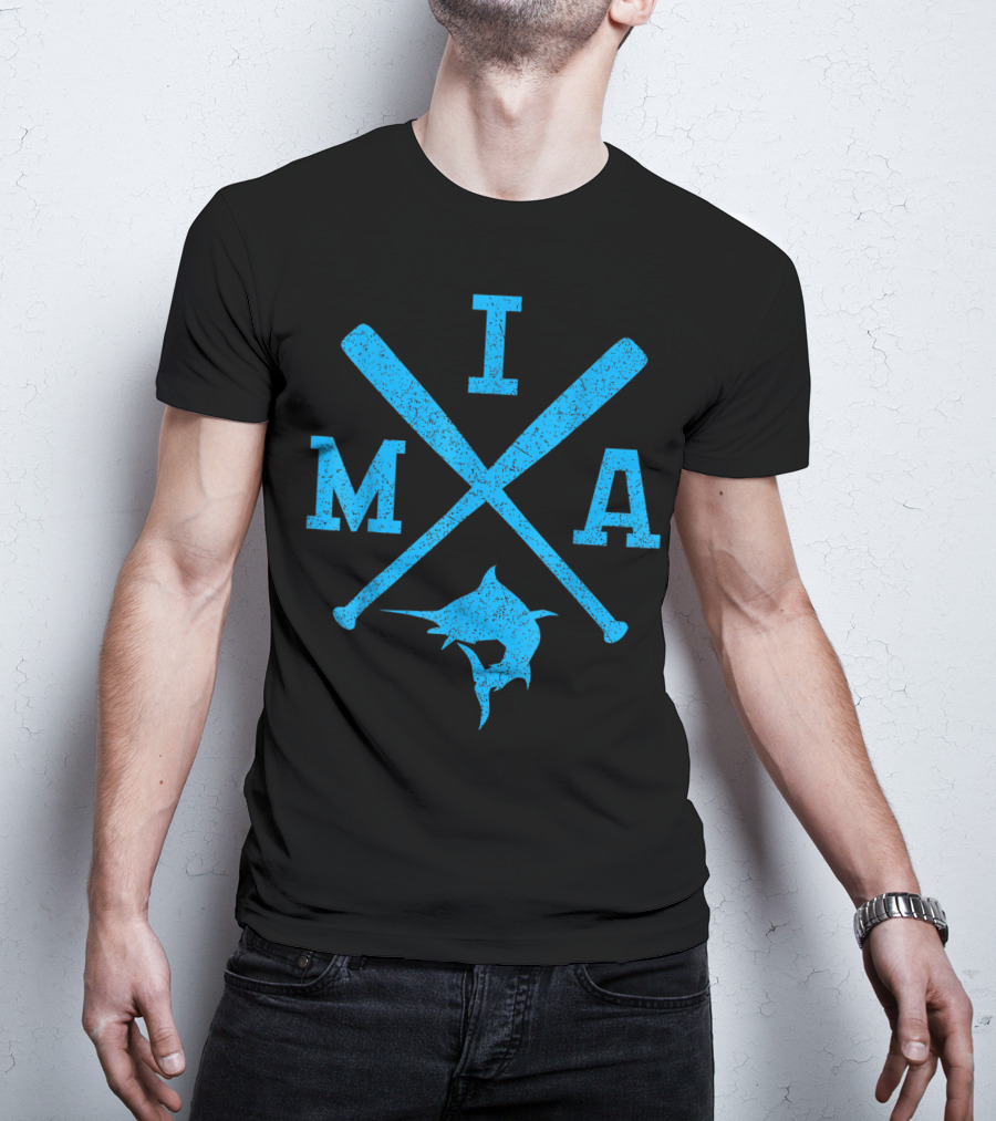 Retro Miami Baseball Bats Vintage Marlin MIA Fan T-Shirt