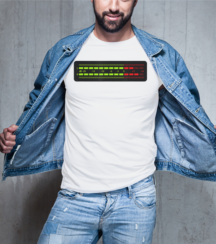 Retro Vu Meter DB Stereo Sound Engineer Music Lover T-Shirt