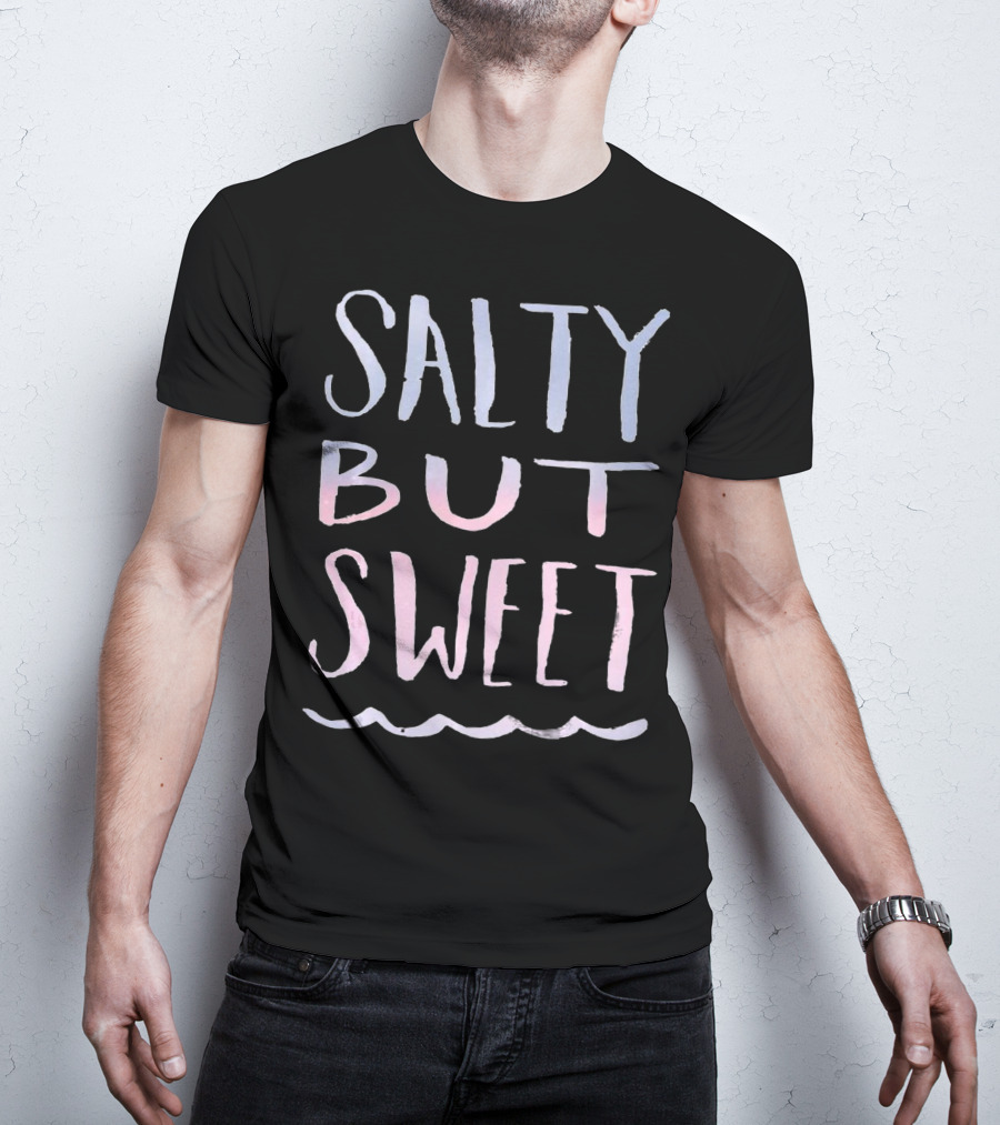 Salty But Sweet Pastel Gradient Text With Wave Line T-Shirt