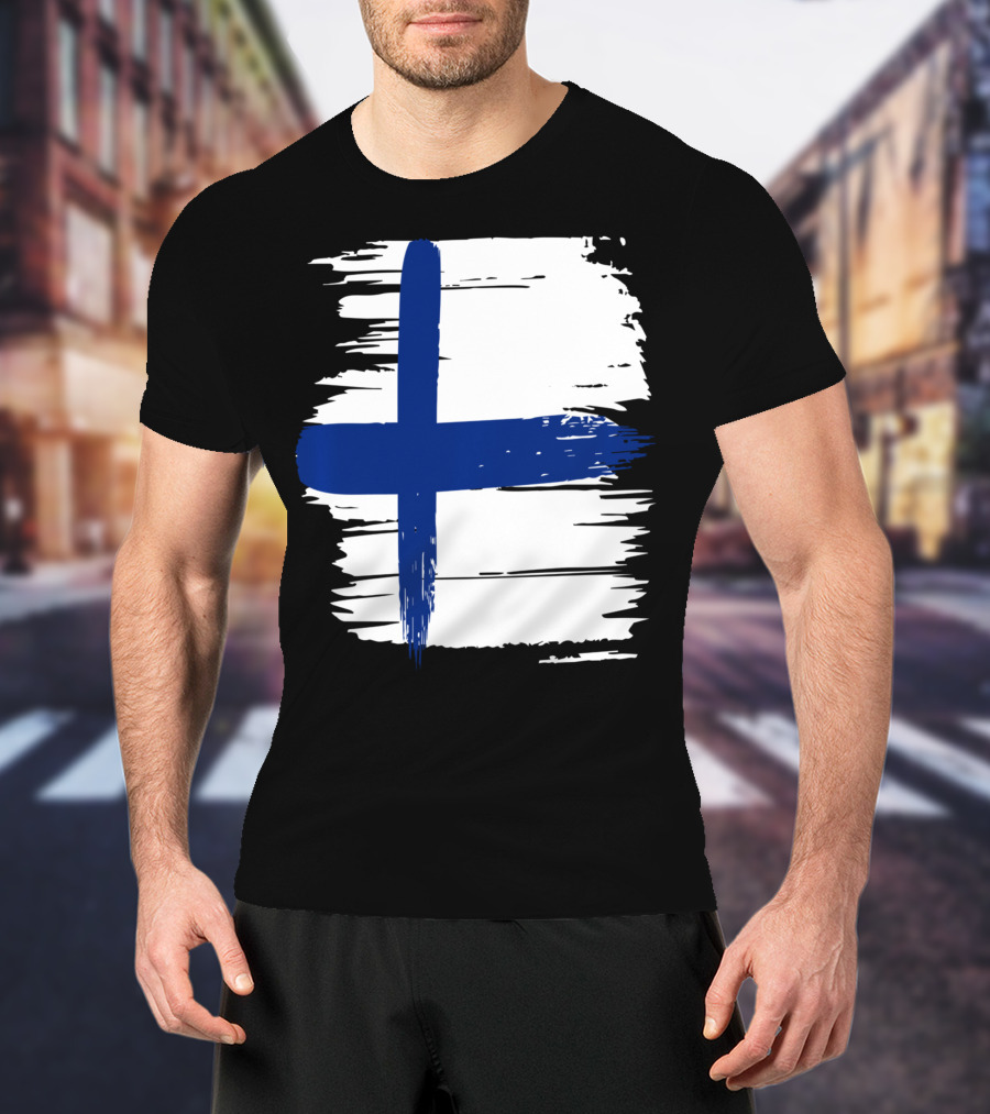 Tattered Finnish Flag In Grunge T-Shirt