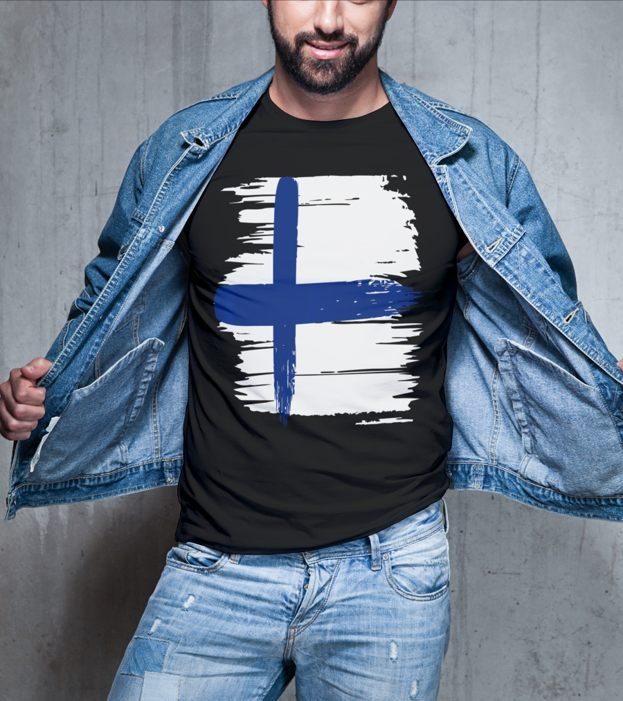 Tattered Finnish Flag In Grunge T-Shirt