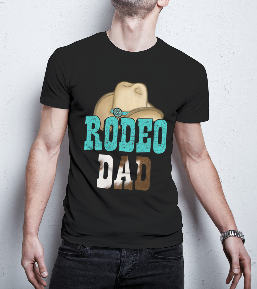 Turquoise Rodeo Dad Cowboy Hat Decor T-Shirt