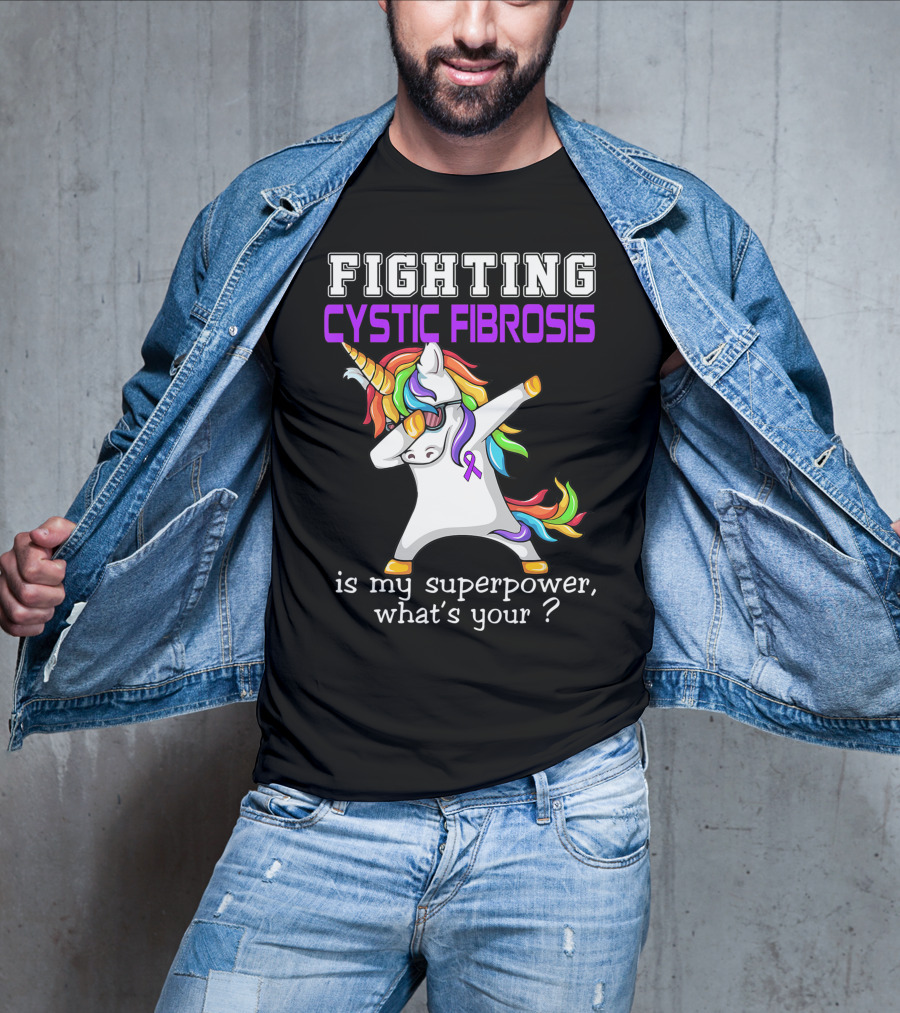 Fighting Cystic Fibrosis Unicorn Superpower Awareness T-Shirt