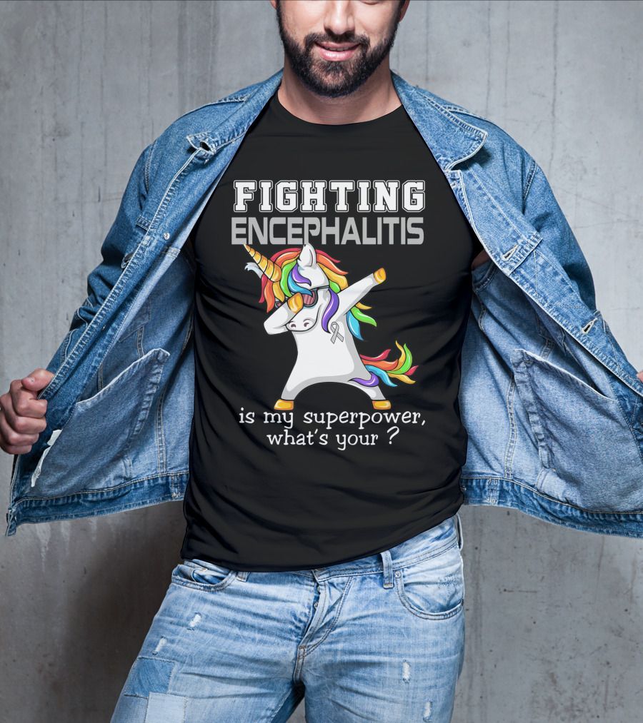 Fighting Encephalitis Unicorn Superpower Awareness T-Shirt