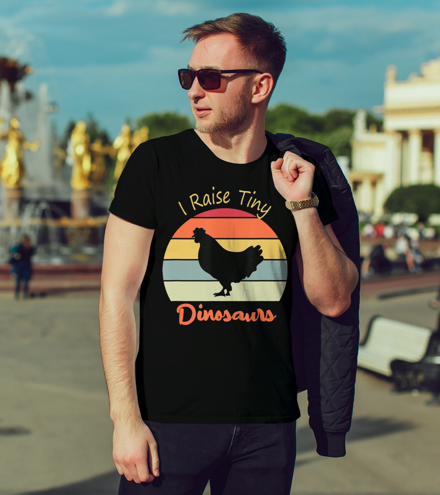 I Raise Tiny Dinosaurs Vintage Retro Chicken T-Shirt
