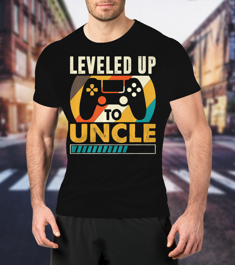 Leveled Up To Uncle Retro Gaming Controller Pregnancy Announcement T-Shirt