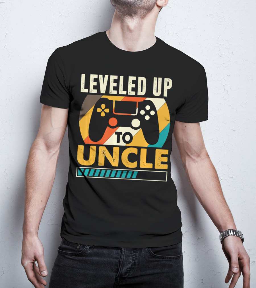 Leveled Up To Uncle Retro Gaming Controller Pregnancy Announcement T-Shirt