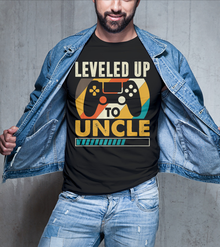 Leveled Up To Uncle Retro Gaming Controller Pregnancy Announcement T-Shirt