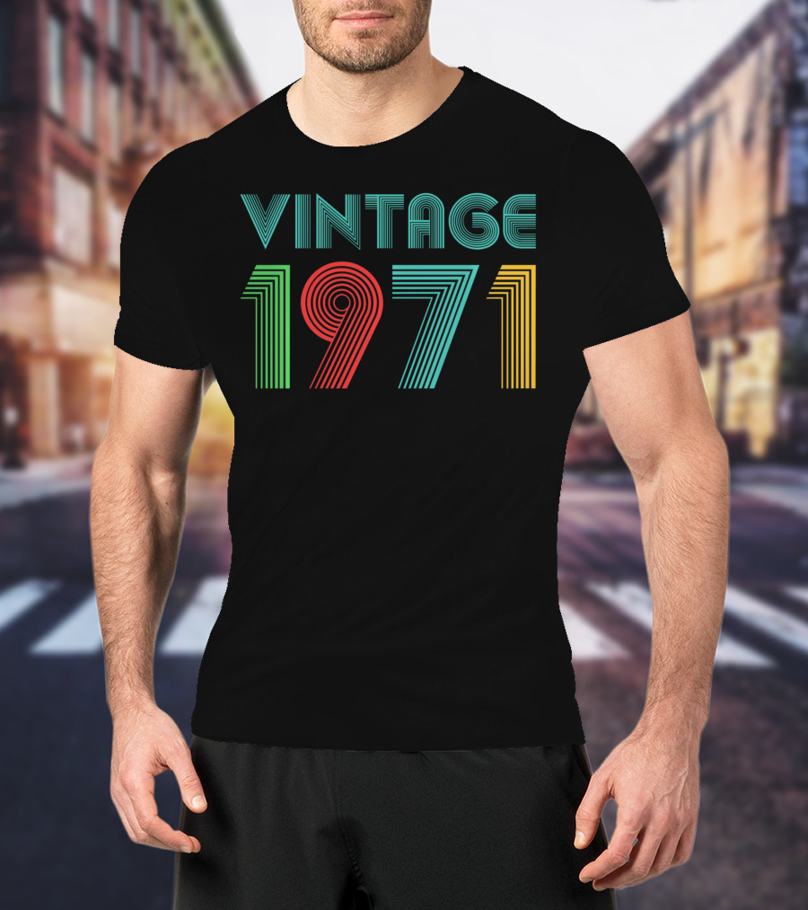 Vintage 1971 Retro Striped Typography T-Shirt