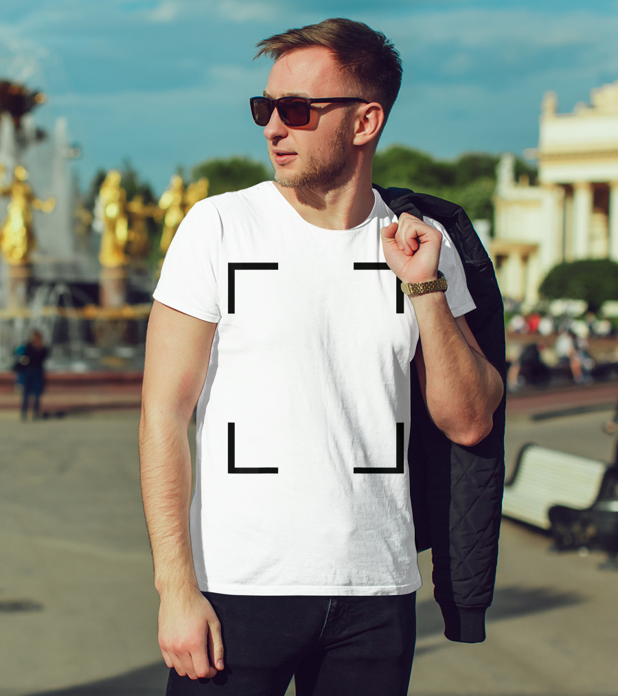 Art Frame Empty Corners Minimalist Black Square T-Shirt