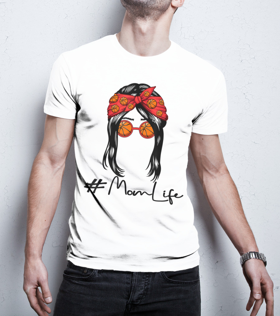 MomLife Basketball Mom Messy Bun T-Shirt