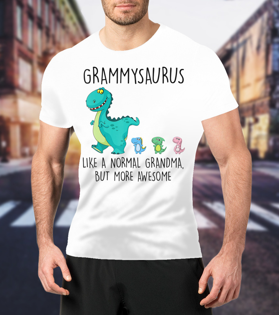Grammysaurus Like A Normal Grandma But More Awesome Colorful Dinosaur Family T-Shirt