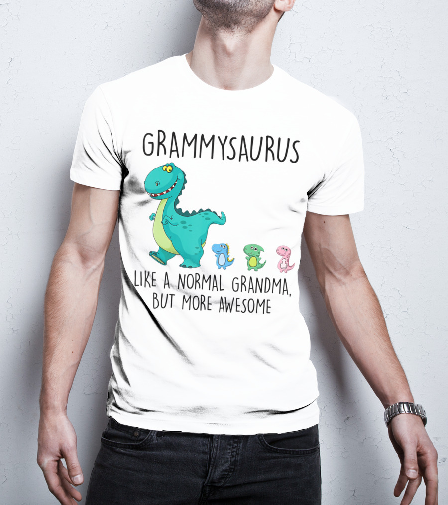 Grammysaurus Like A Normal Grandma But More Awesome Colorful Dinosaur Family T-Shirt