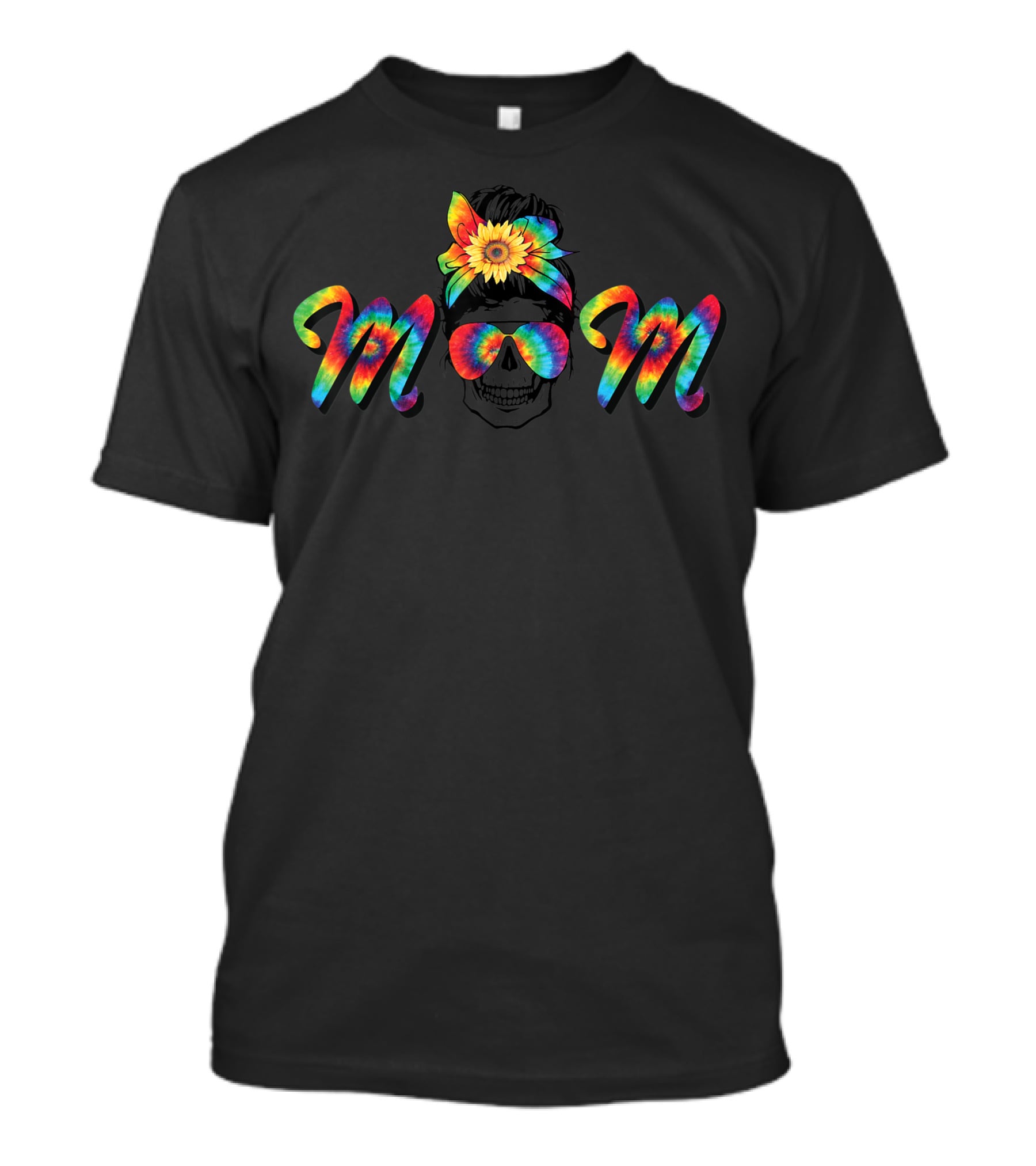 Skull Mom Tie Dye Aviator Glasses Bandana Sunflower Mother Life T-Shirt