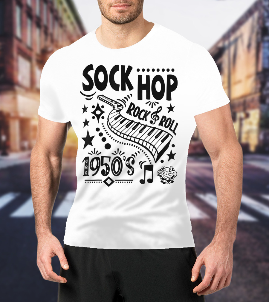 Sock Hop Rock Roll 1950s Piano Music Party T-Shirt