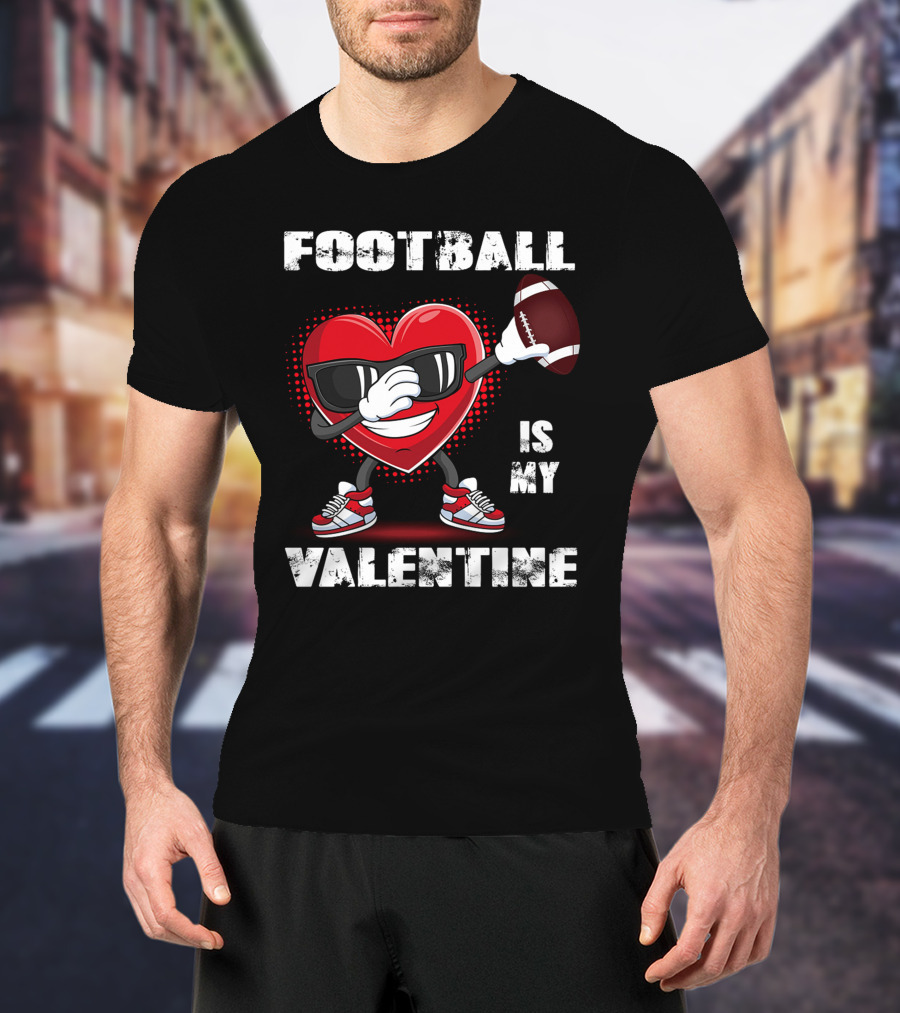 Cute Dabbing Heart Football Lover Valentines Day Boys T-Shirt