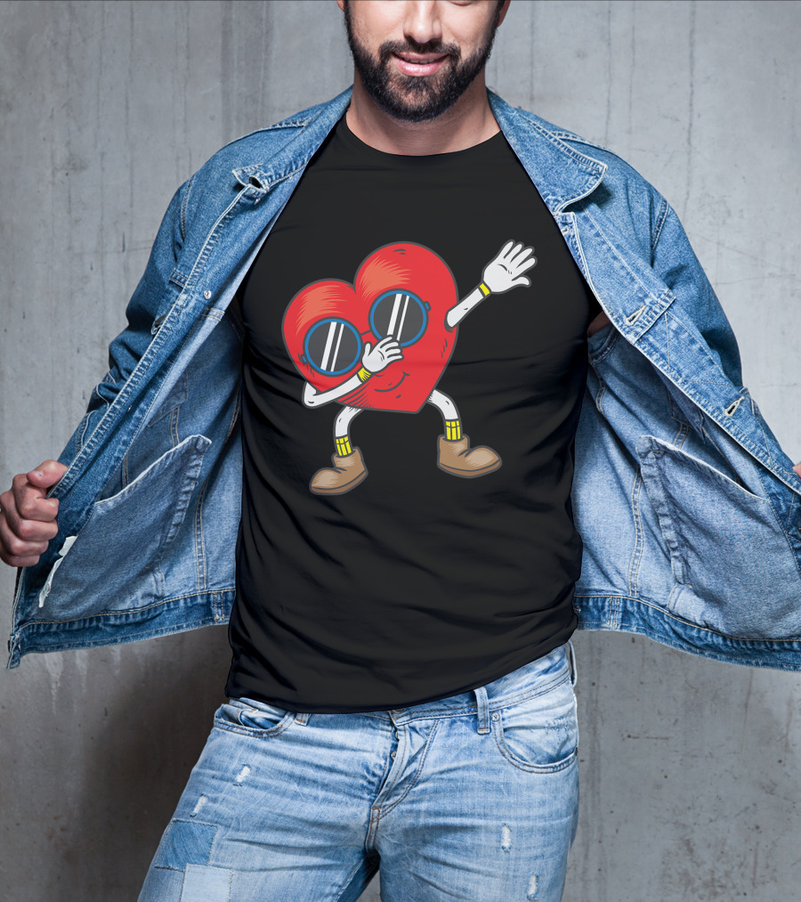 Dabbing Heart With Sunglasses Funny Gifts T-Shirt