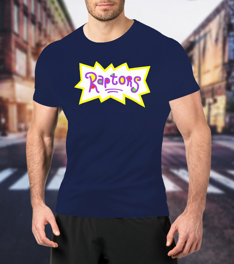 Raptors Retro Pop Art Style Text With Vivid Colors And Bold Outline T-Shirt