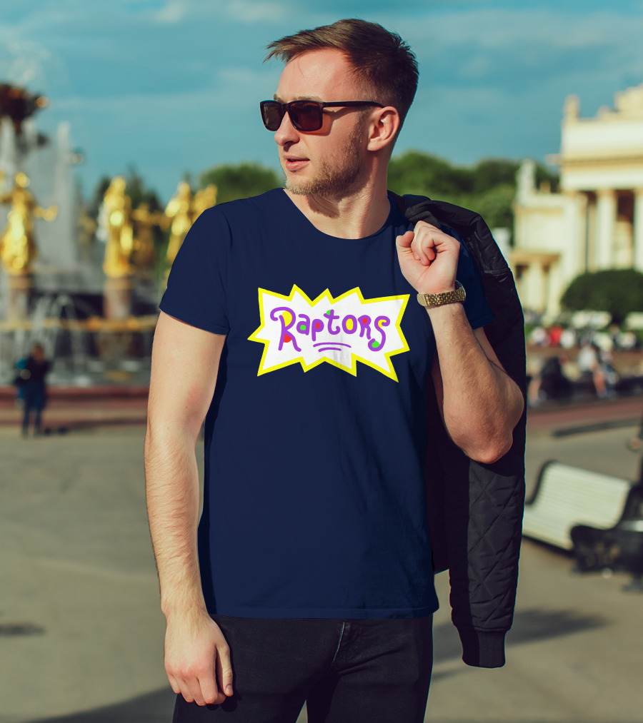 Raptors Retro Pop Art Style Text With Vivid Colors And Bold Outline T-Shirt