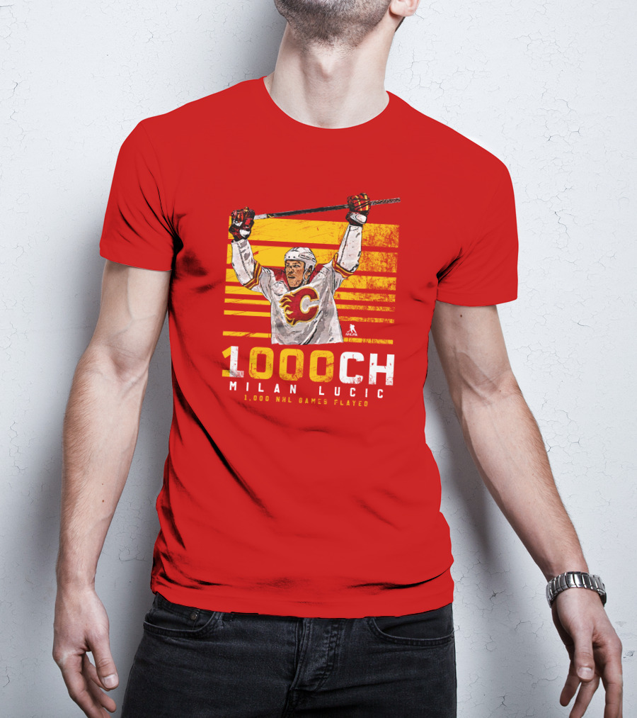 Milan Lucic 1000 NHL Games Played Calgary Flames T-Shirt