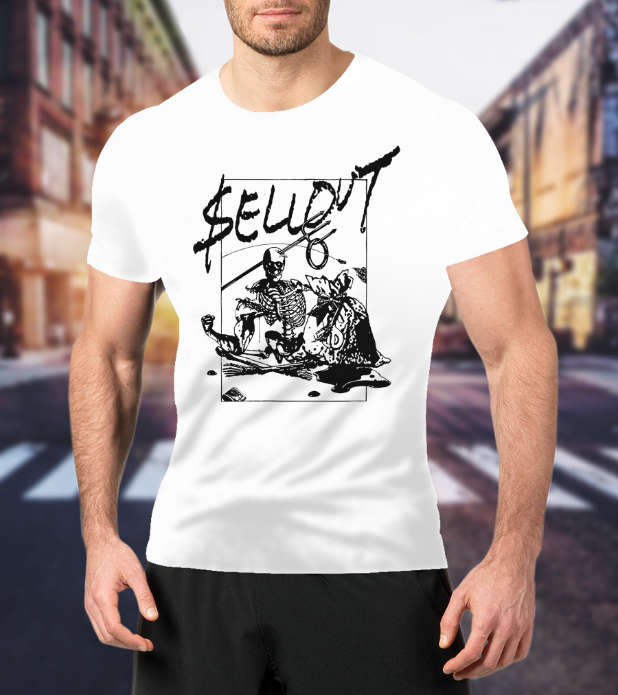 Sellout Skeleton With Money Bag And Dice T-Shirt